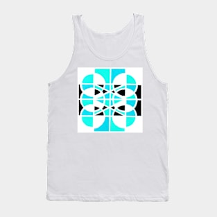 Inverted Blue Black White Geometric Abstract Acrylic Painting III Tank Top